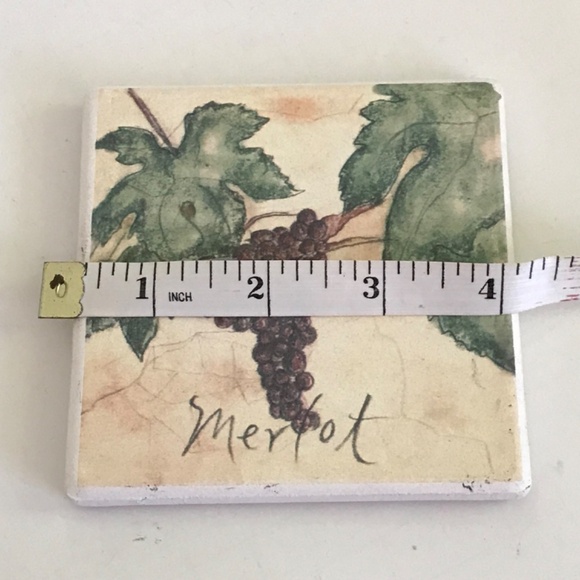 Coasters Set of 4 Stone Wine Themed Merlot Zinfandel Chardonnay Pinot 4” - Picture 7 of 9